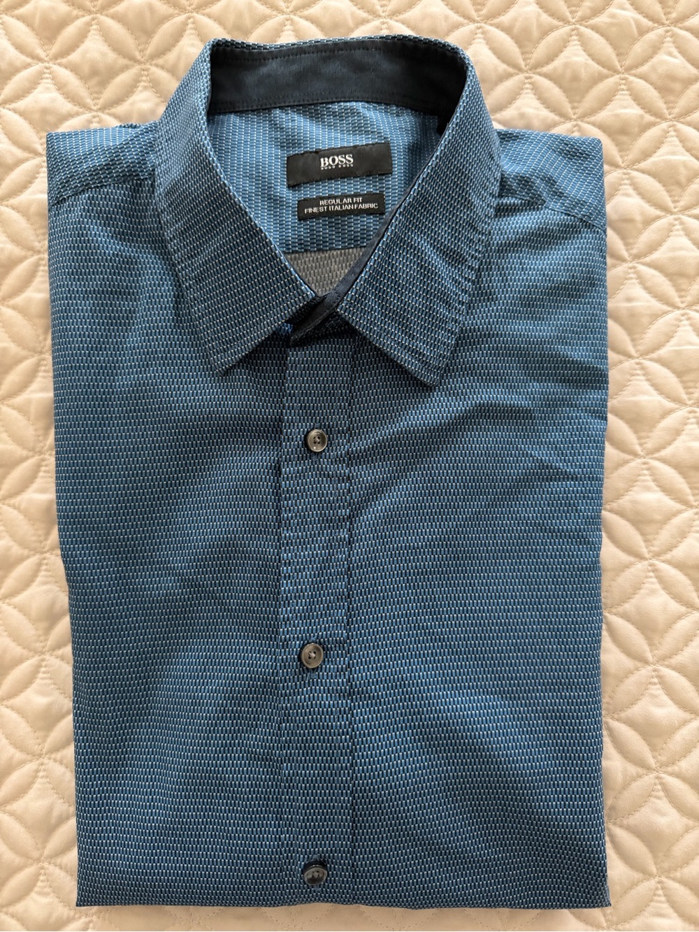 BOSS Blue Micro-Pattern Dress Shirt